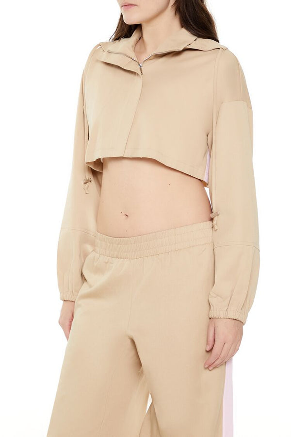 Forever 21 Hooded Zip-Up Cropped Jacket