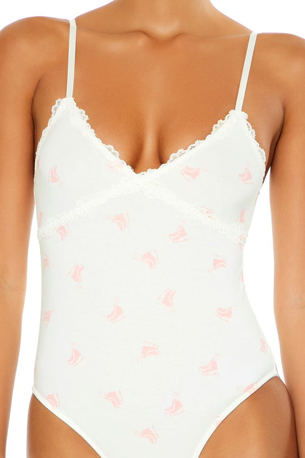 Forever 21 Ice Skate Print Lingerie Bodysuit