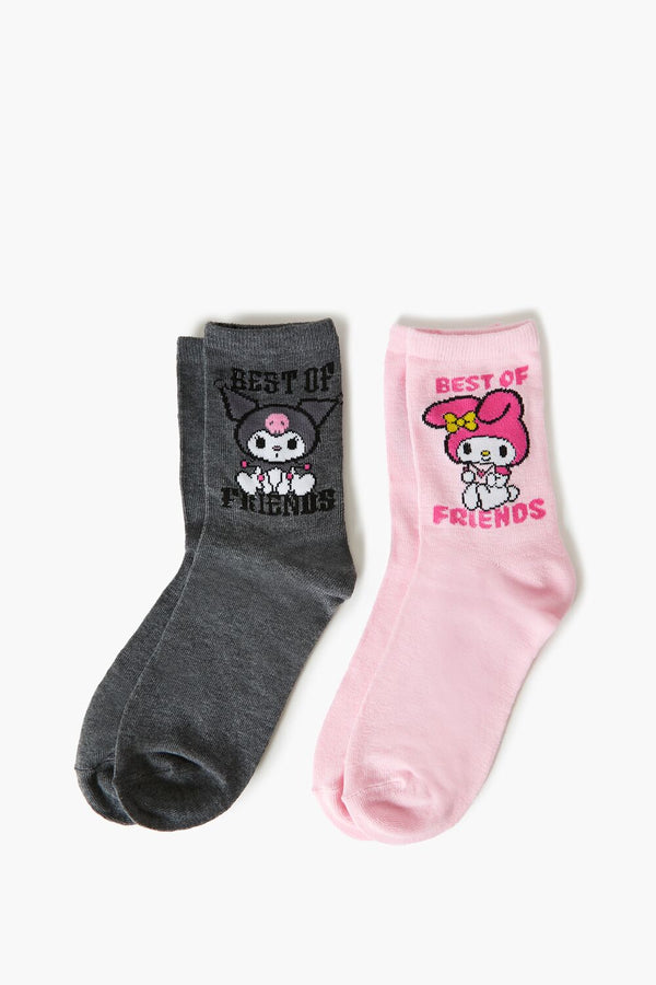 Forever 21 Kuromi & My Melody Crew Socks Set - 2 Pack