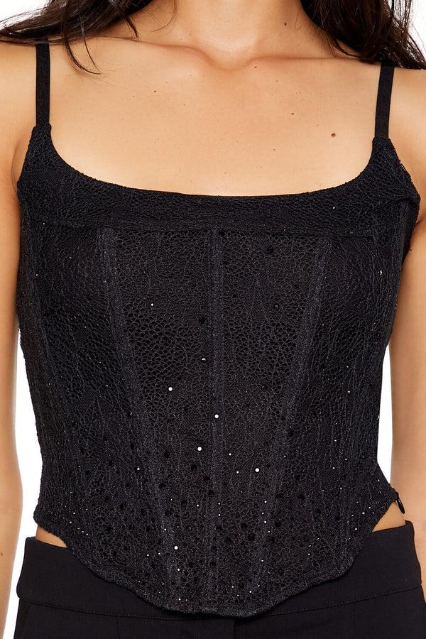 Forever 21 Lace Rhinestone Corset Cami