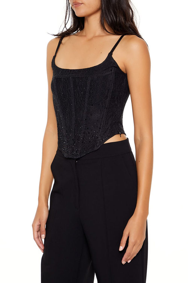 Forever 21 Lace Rhinestone Corset Cami