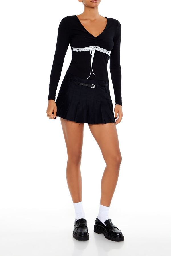 Forever 21 Lace-Trim Bow Top