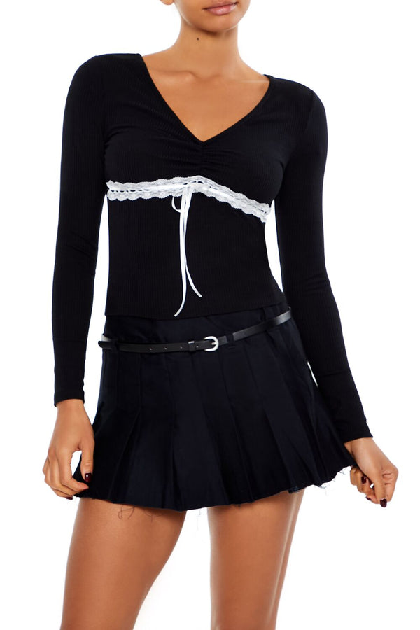 forever 21 Lace-Trim Bow Top