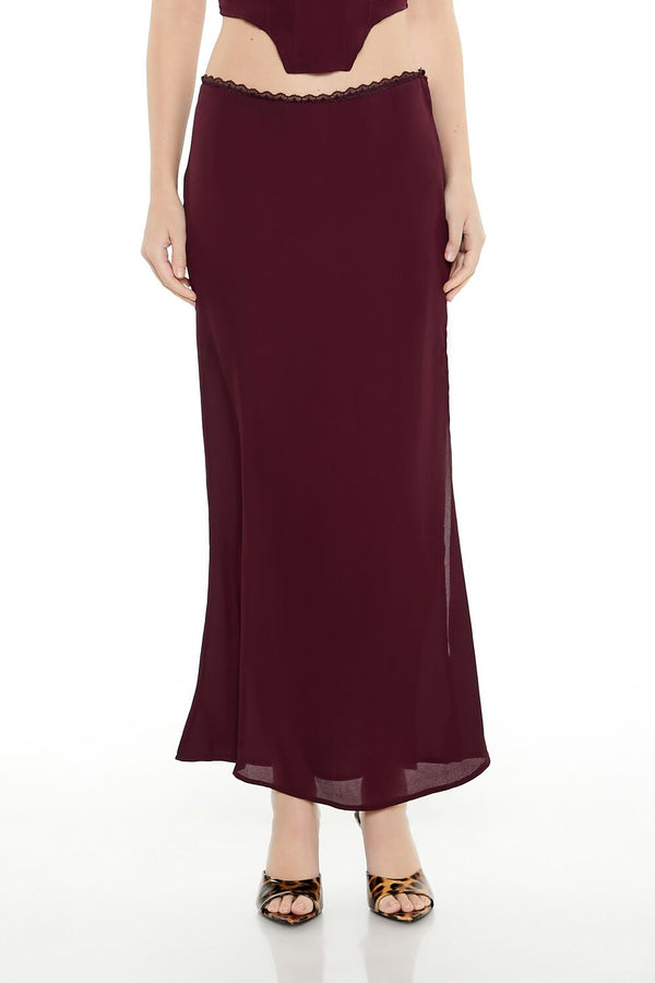 Forever 21 Lace-Trim Chiffon Maxi Skirt