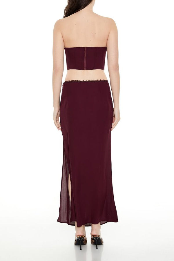 Forever 21 Lace-Trim Chiffon Maxi Skirt