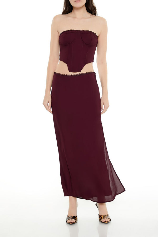forever 21 Lace-Trim Chiffon Maxi Skirt
