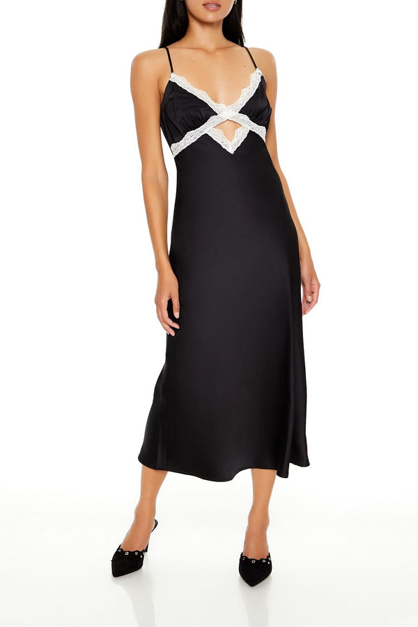 forever 21 Lace-Trim Maxi Slip Dress