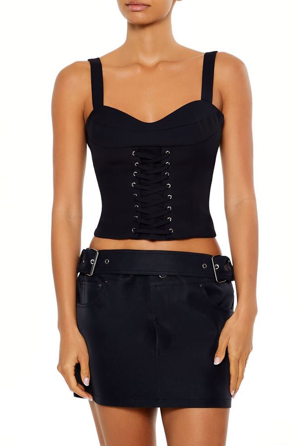 forever 21 Lace-Up Sweetheart Tank Top