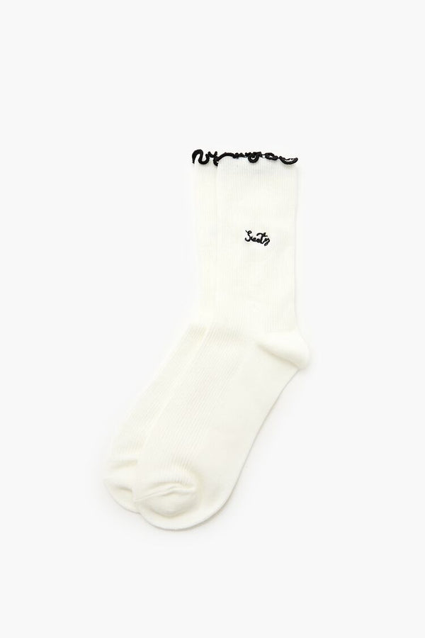 Forever 21 Lettuce-Edge Sweety Crew Socks
