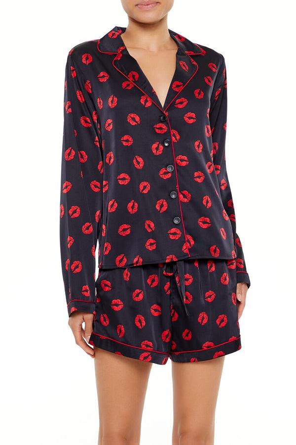 Forever 21 Lipstick Kiss Pajama Shirt & Shorts Set