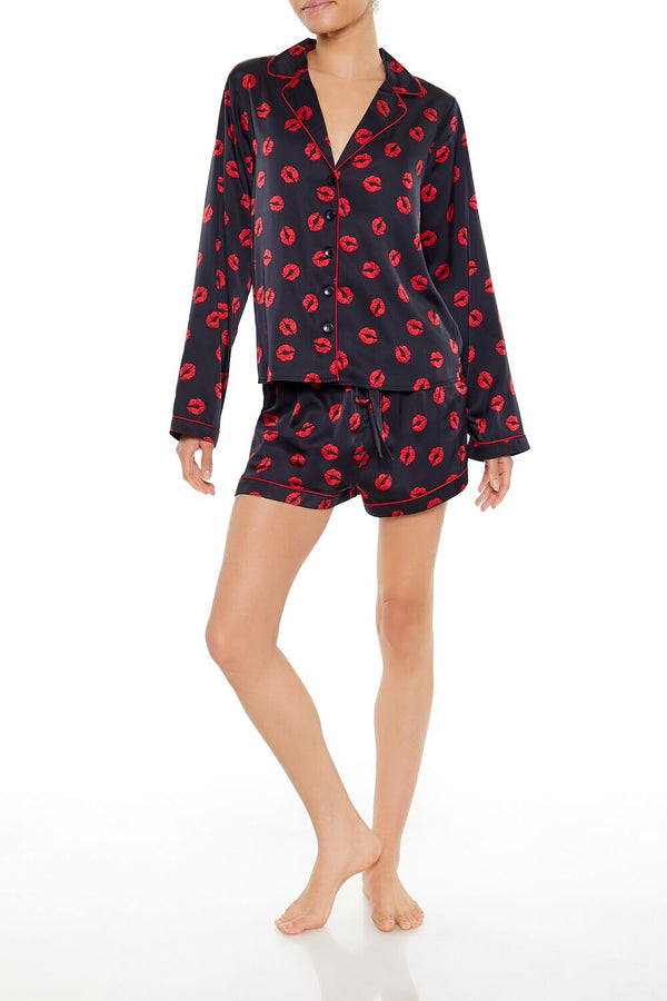 forever 21 Lipstick Kiss Pajama Shirt & Shorts Set