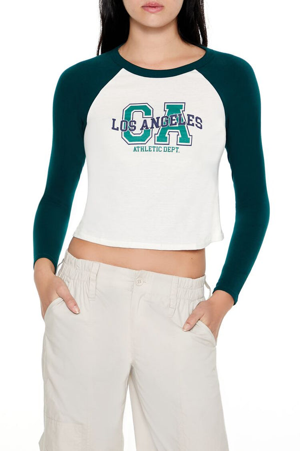 forever 21 Los Angeles Cropped Raglan Tee