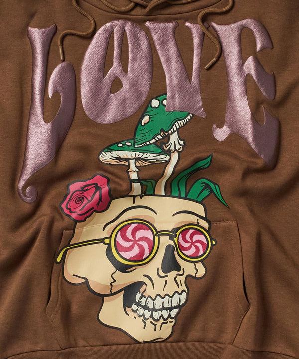 Forever 21 Love Hate Puff Print Hoodie - Khaki