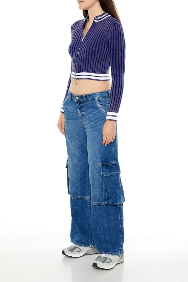 Forever 21 Low-Rise Wide-Leg Cargo Jeans