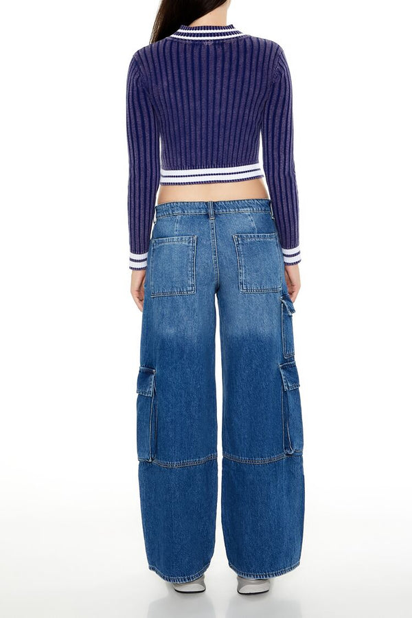 Forever 21 Low-Rise Wide-Leg Cargo Jeans