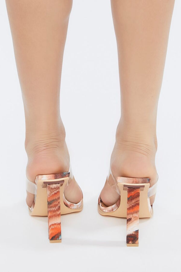 Forever 21 Marble Print Open-Toe Block Heels