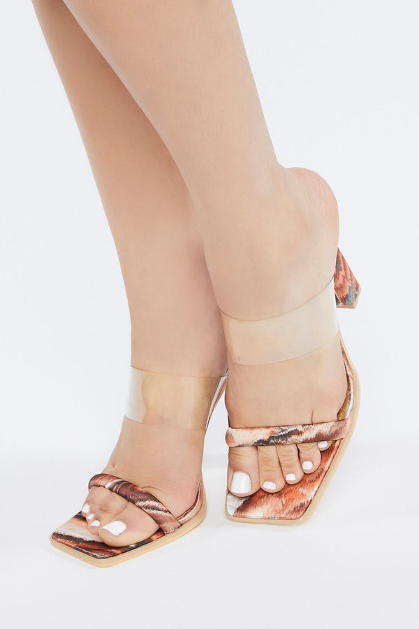forever 21 Marble Print Open-Toe Block Heels