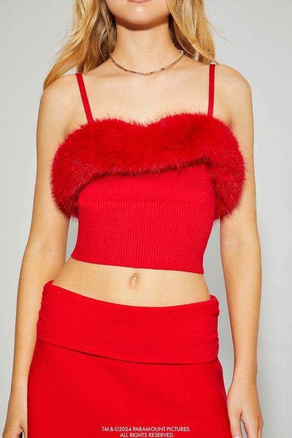 Forever 21 Mean Girls Faux Fur Sweater-Knit Cami
