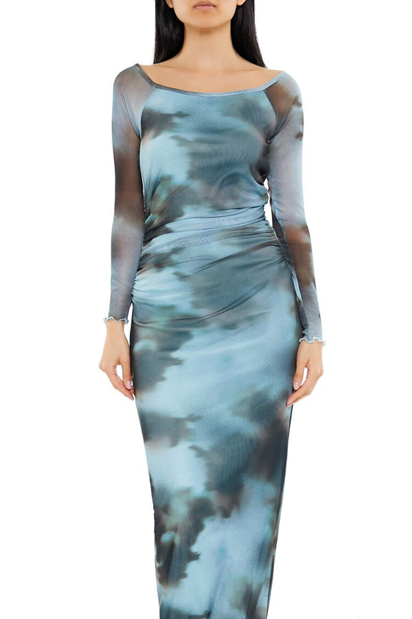 Forever 21 Mesh Abstract Bodycon Maxi Dress
