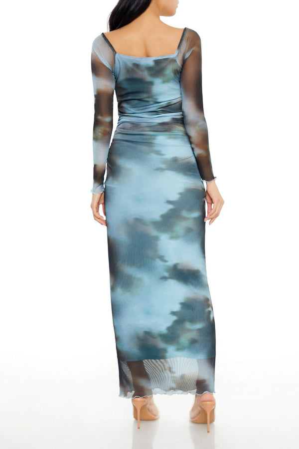 Forever 21 Mesh Abstract Bodycon Maxi Dress