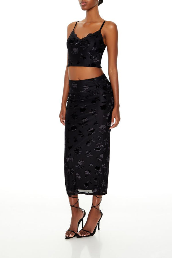 Forever 21 Metallic Burnout Cami & Skirt Set