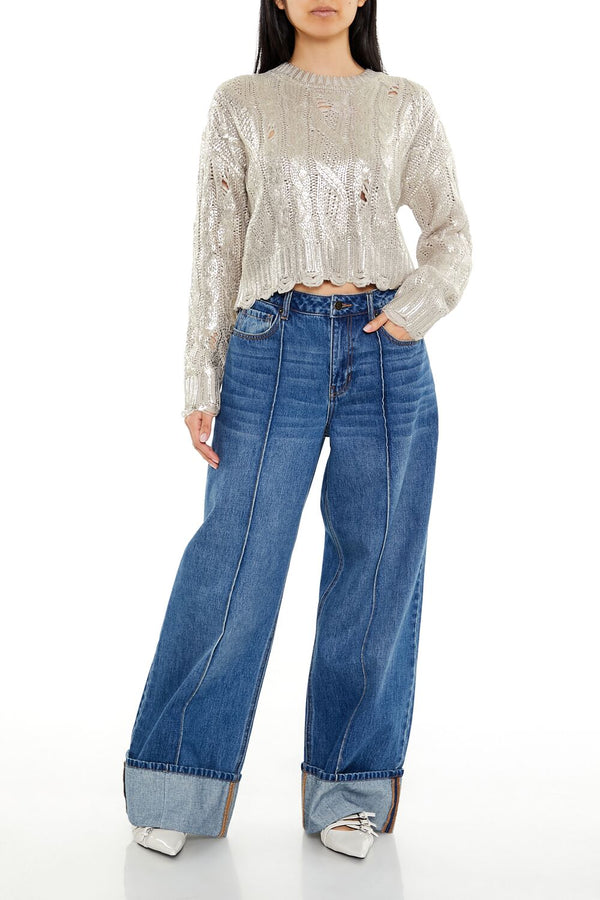Forever 21 Metallic Cable Knit Sweater