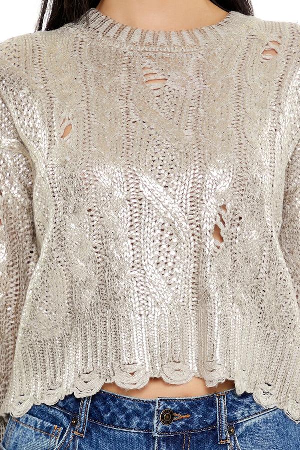 Forever 21 Metallic Cable Knit Sweater