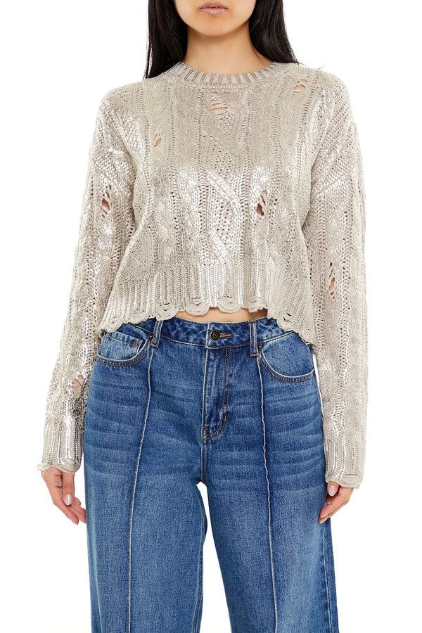 forever 21 Metallic Cable Knit Sweater