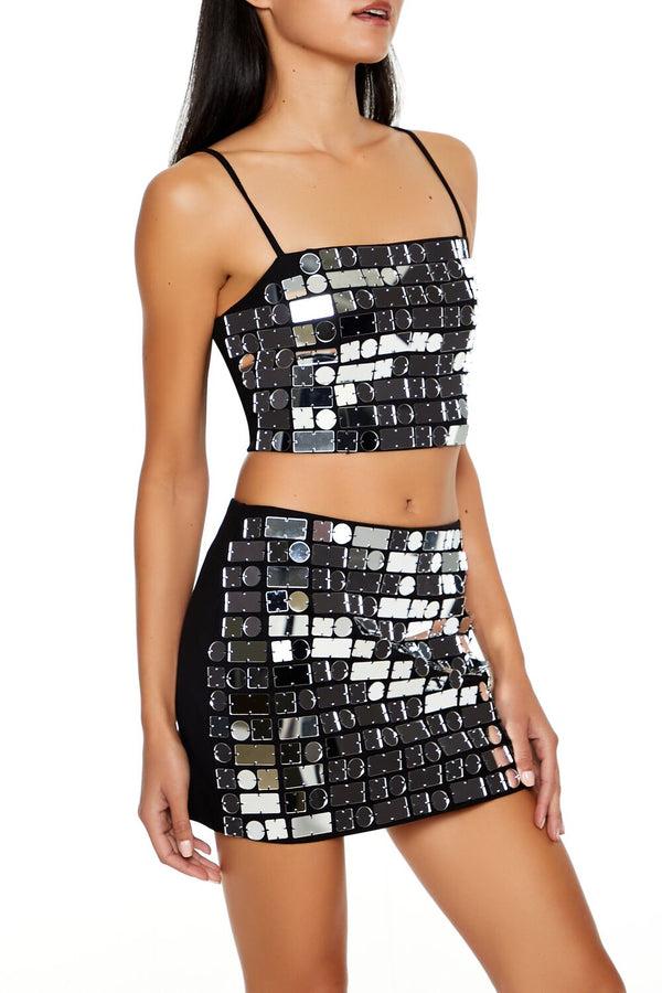 Forever 21 Metallic Mirrored Geo Cropped Cami