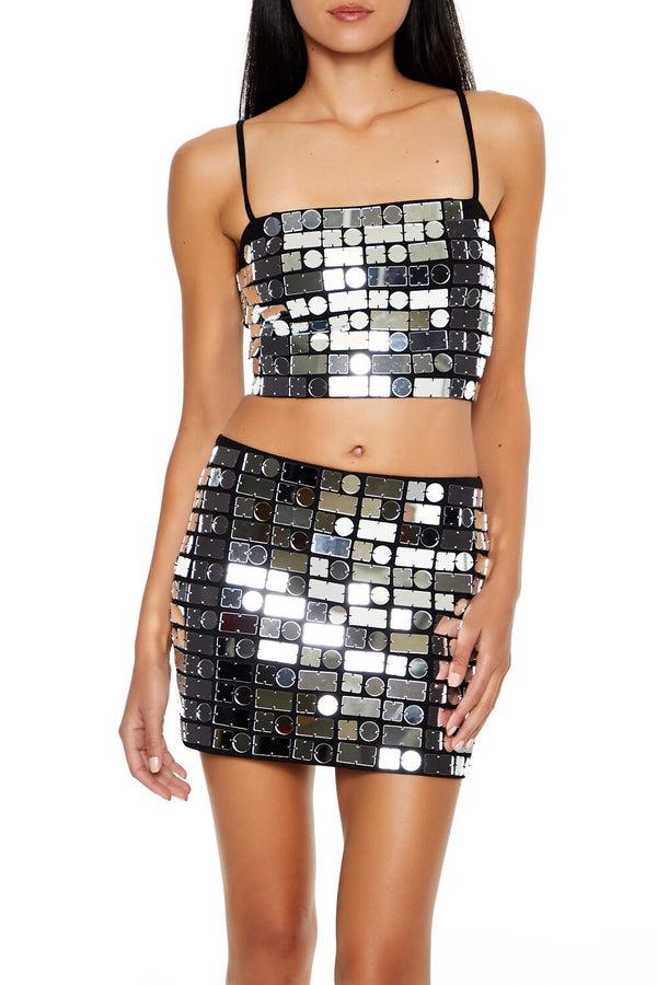 forever 21 Metallic Mirrored Geo Cropped Cami