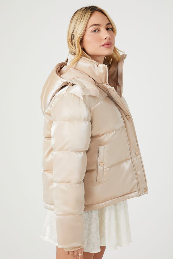 Forever 21 Metallic Quilted Puffer Jacket