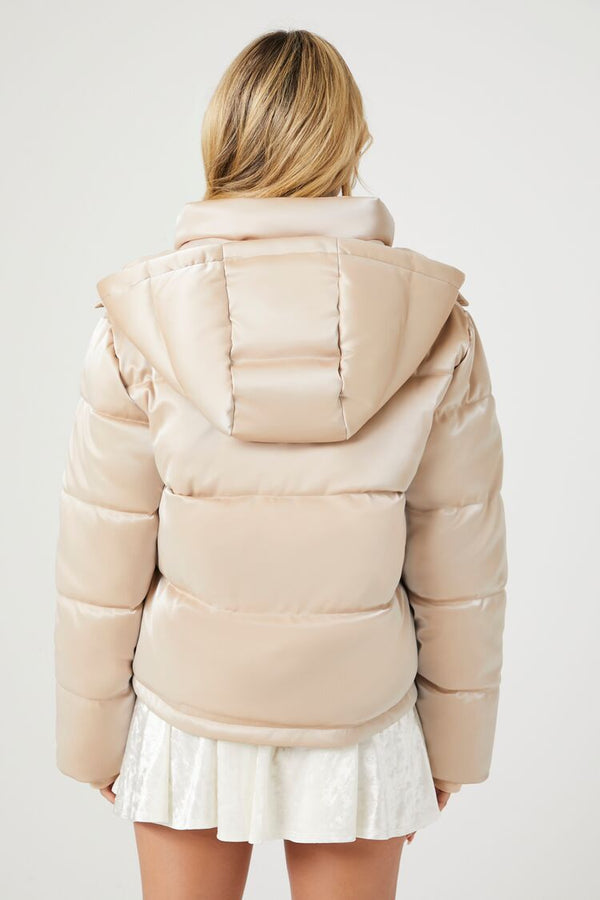 Forever 21 Metallic Quilted Puffer Jacket