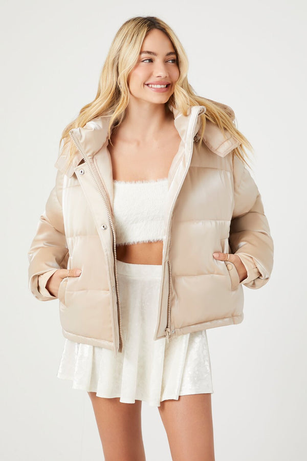 forever 21 Metallic Quilted Puffer Jacket