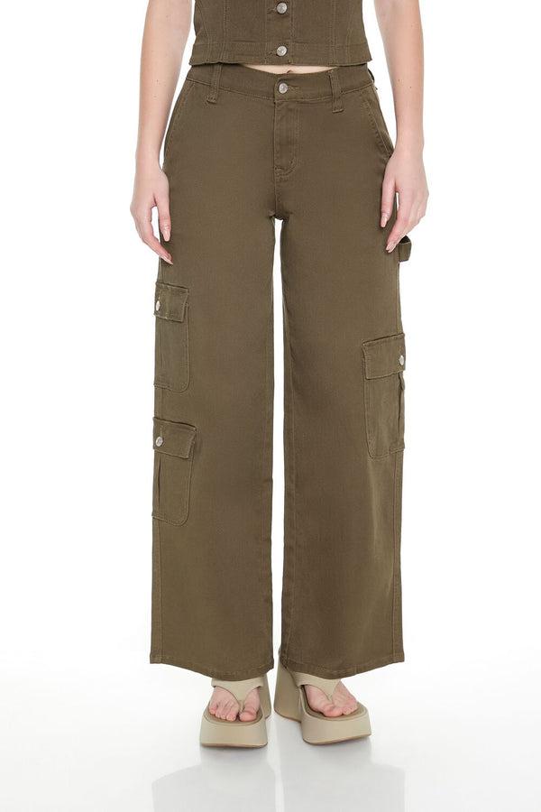Forever 21 Mid-Rise Wide-Leg Cargo Pants