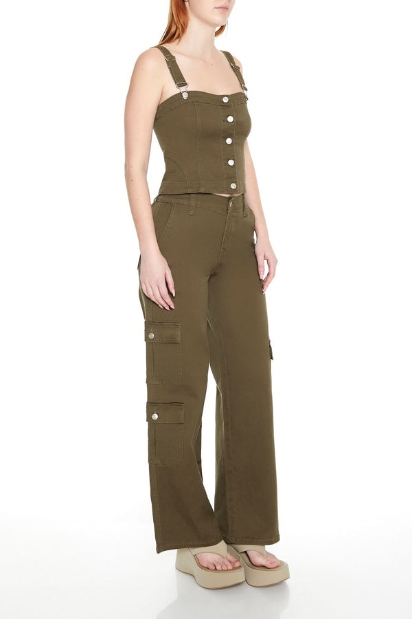 Forever 21 Mid-Rise Wide-Leg Cargo Pants