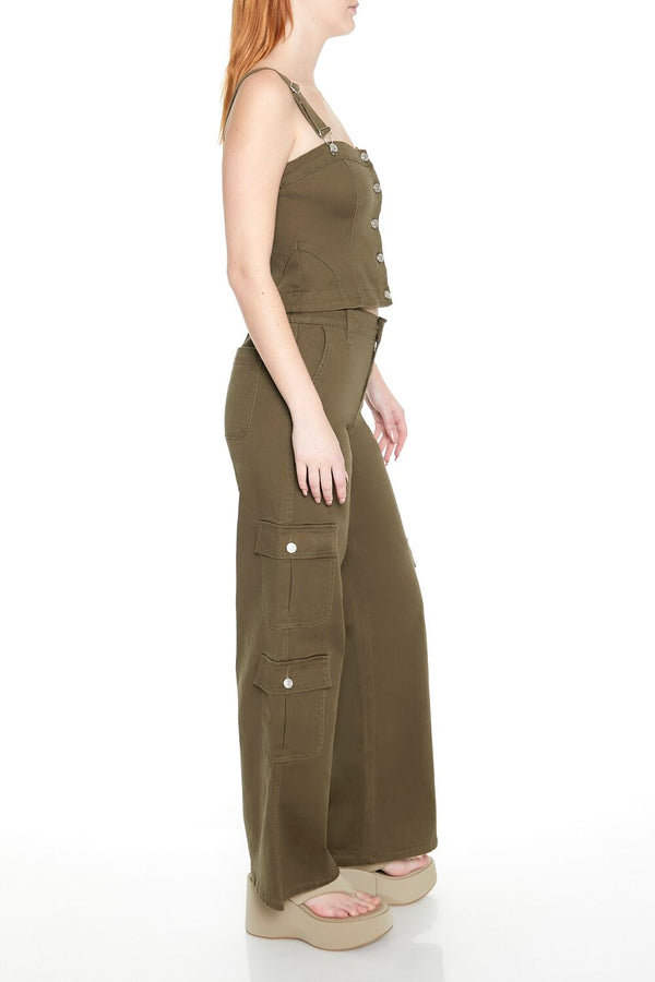 Forever 21 Mid-Rise Wide-Leg Cargo Pants