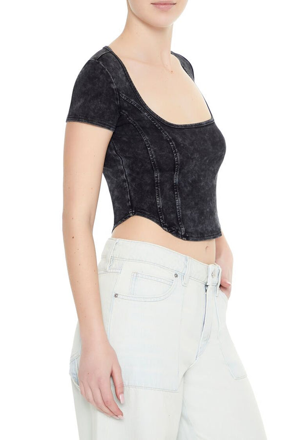Forever 21 Mineral Wash Cropped Tee