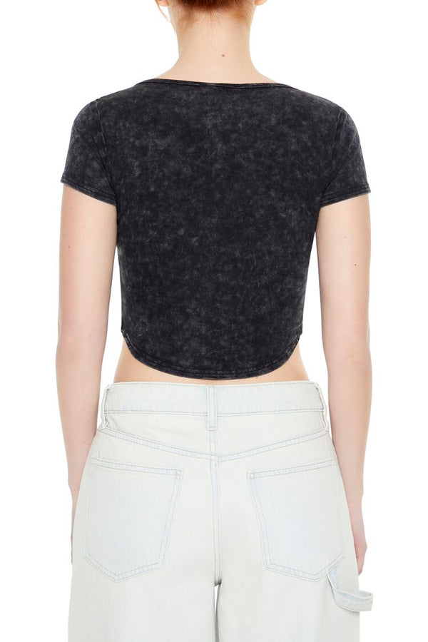 Forever 21 Mineral Wash Cropped Tee
