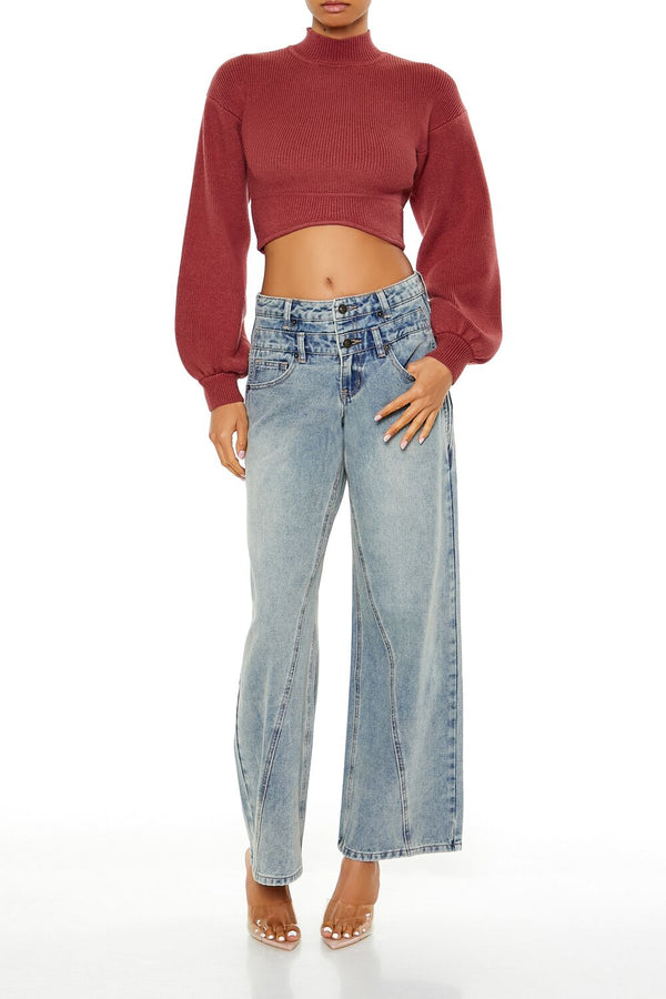 Forever 21 Mock Neck Cropped Sweater