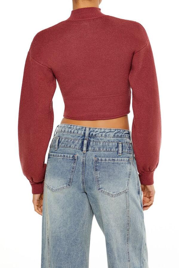Forever 21 Mock Neck Cropped Sweater