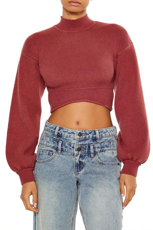 forever 21 Mock Neck Cropped Sweater