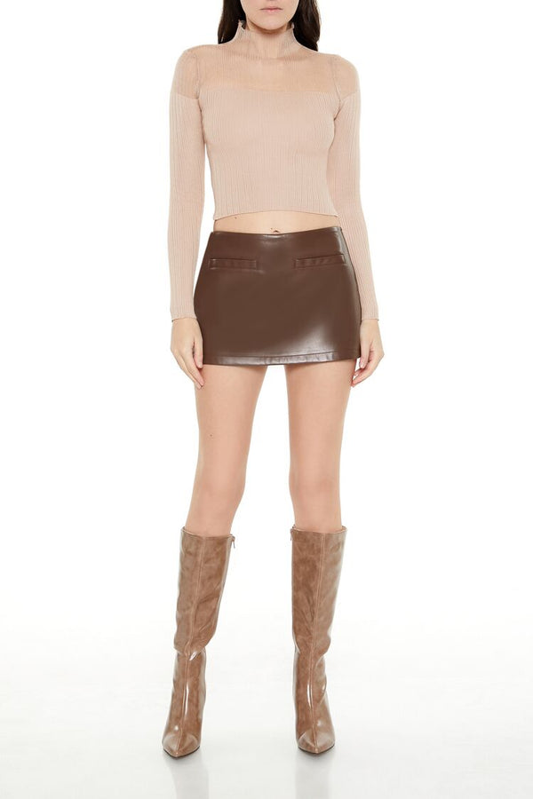 Forever 21 Mock Neck Sweater-Knit Crop Top