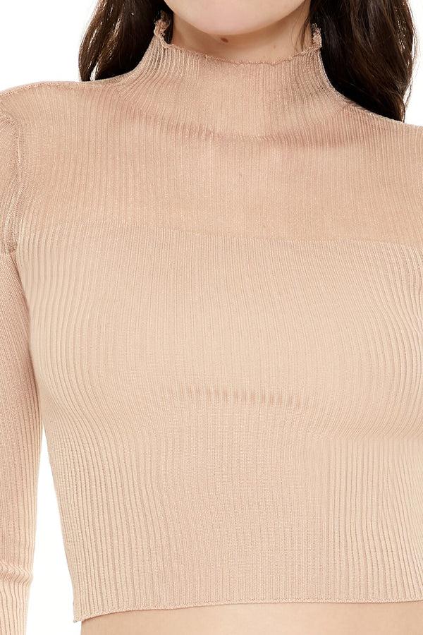 Forever 21 Mock Neck Sweater-Knit Crop Top