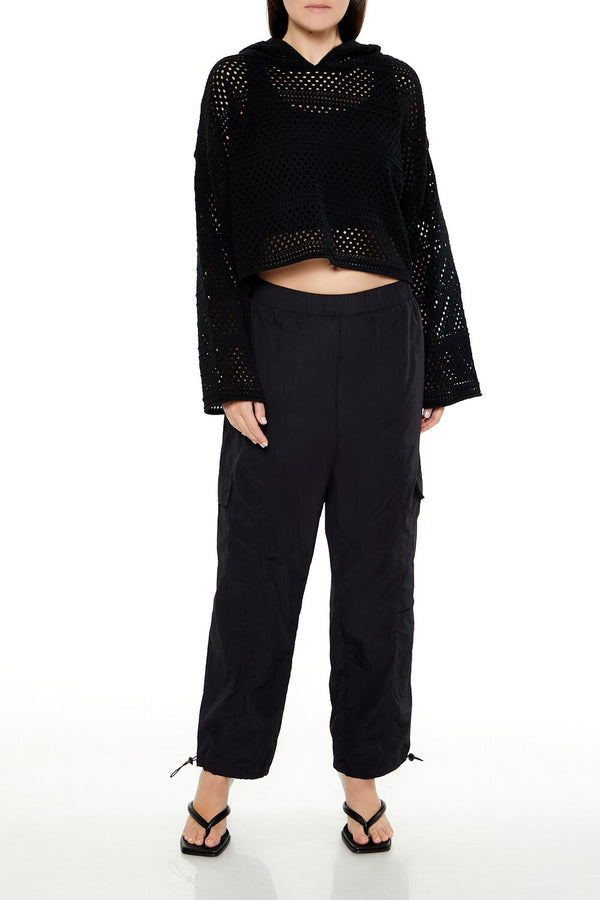 Forever 21 Netted Cropped Hoodie