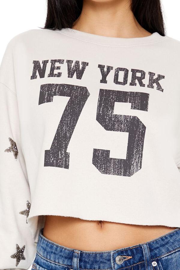 Forever 21 New York 75 Cropped Pullover