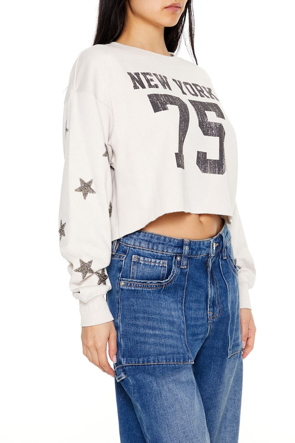 Forever 21 New York 75 Cropped Pullover