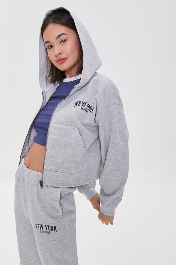 forever 21 New York Graphic Zip-Up Hoodie