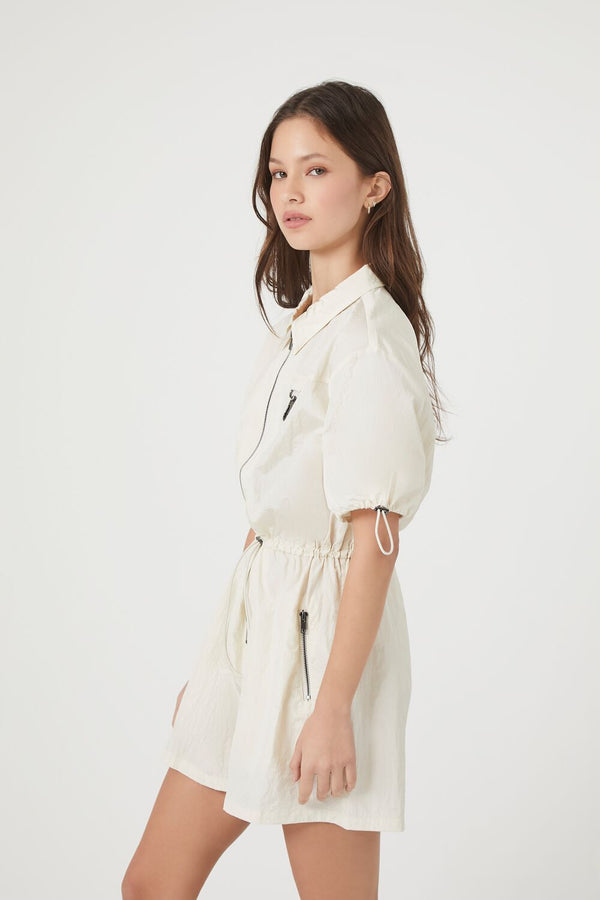 Forever 21 Nylon Zip-Up Toggle Romper