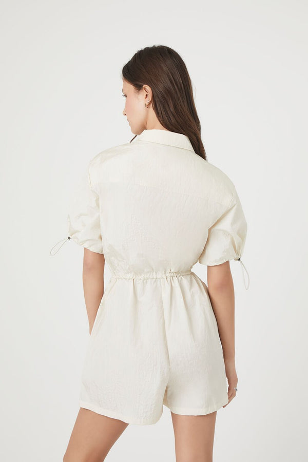 Forever 21 Nylon Zip-Up Toggle Romper
