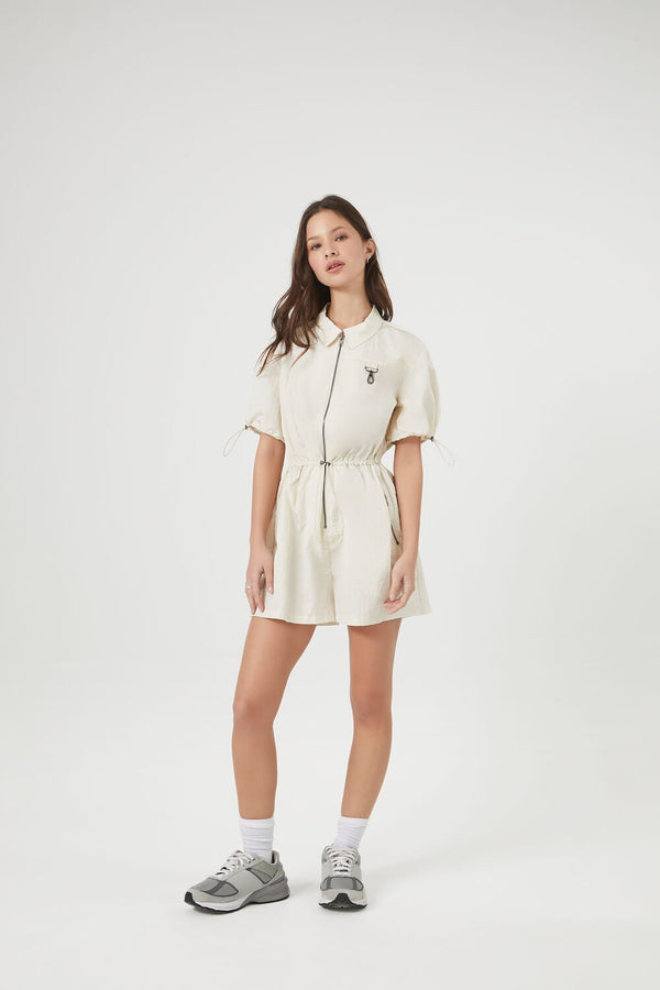 Forever 21 Nylon Zip-Up Toggle Romper